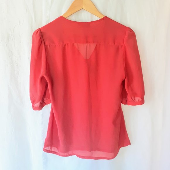 Vintage dark orange short sleeve blouse - Picture 7 of 8
